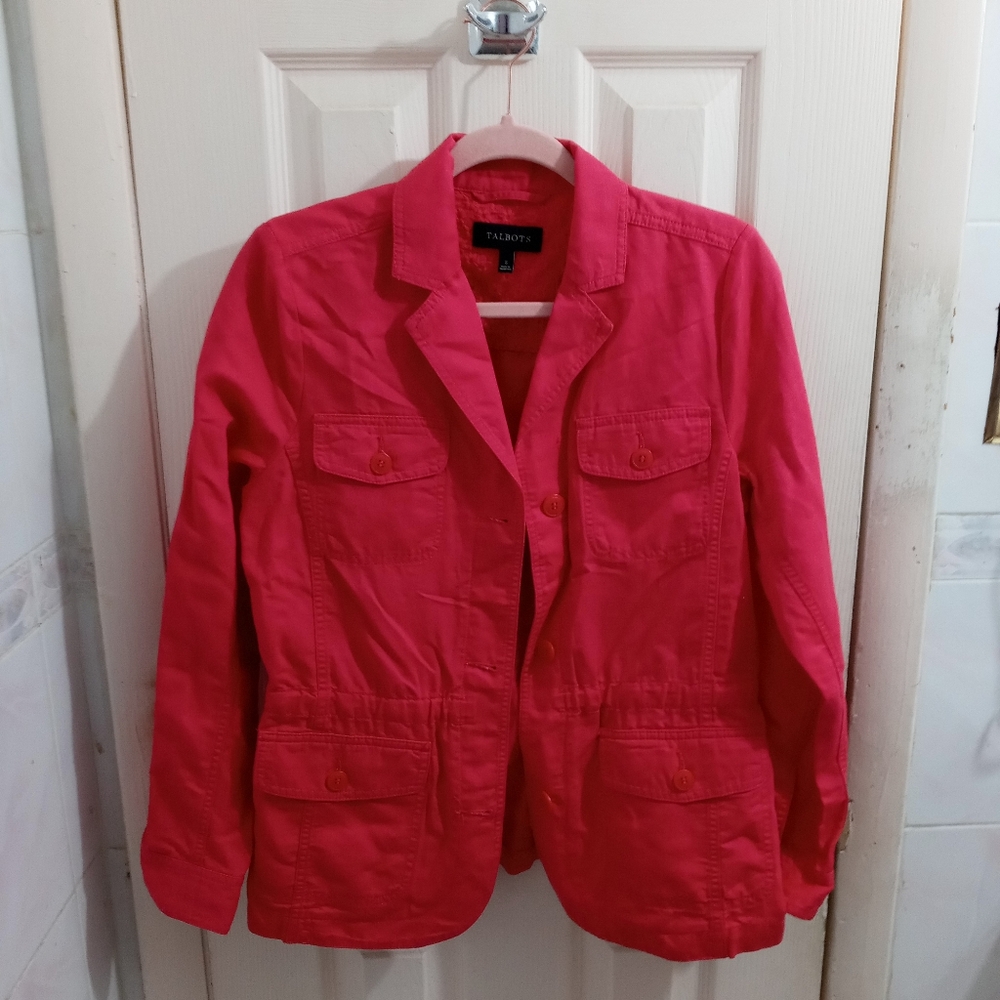 Talbots Raspberry Linen Jacket Size Small
